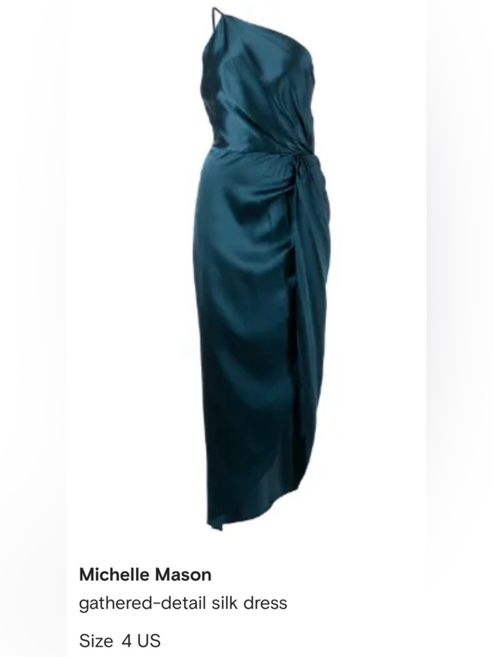 Satin Teal One-Shoulder Draped Gown